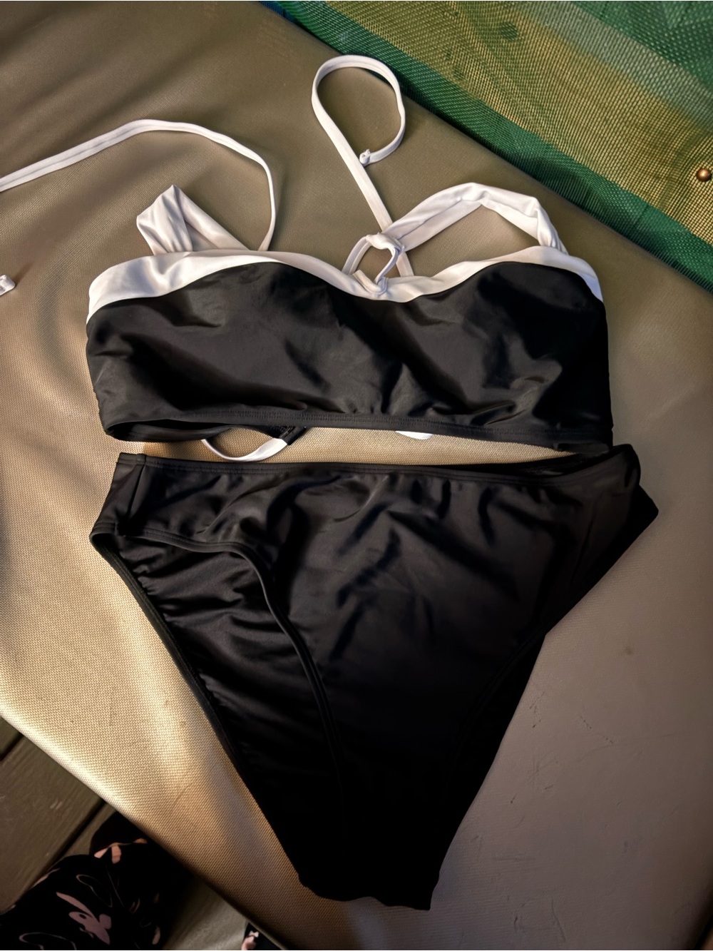 Black and White Two-Piece Swimsuit Set